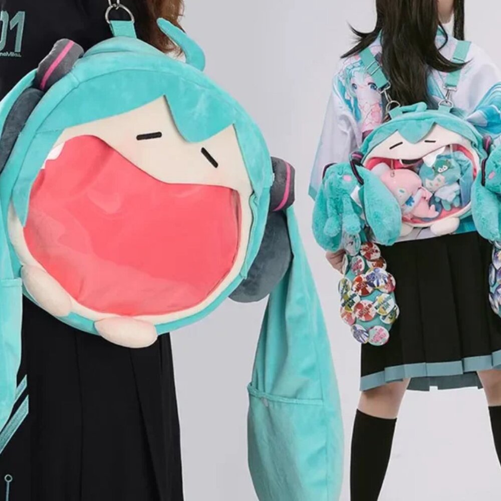 Hatsune Miku Anime Plush Backpack Cartoon Character Cosplay Shoulder Bag Mini